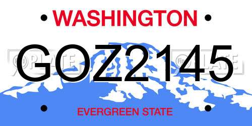 GOZ2145 Washington License Plate