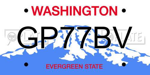 GP77BV Washington License Plate