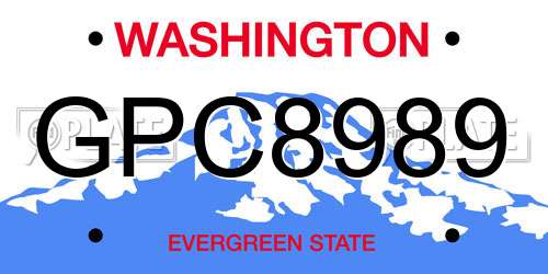 GPC8989 Washington License Plate