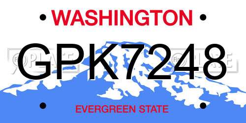 GPK7248 Washington License Plate