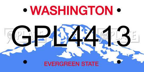 GPL4413 Washington License Plate