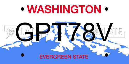 GPT78V Washington License Plate
