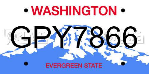 GPY7866 Washington License Plate