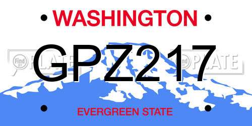 GPZ217 Washington License Plate