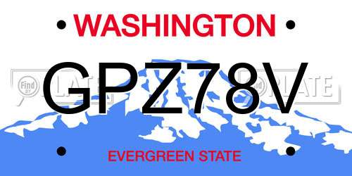 GPZ78V Washington License Plate