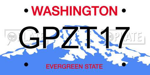 GPZT17 Washington License Plate