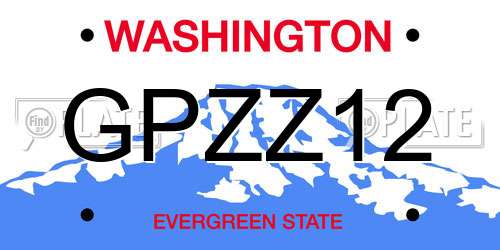 GPZZ12 Washington License Plate
