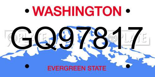 GQ97817 Washington License Plate