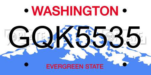 GQK5535 Washington License Plate