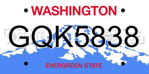 GQK5838 Washington License Plate