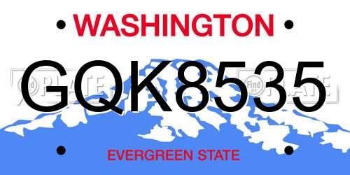 GQK8535 Washington License Plate