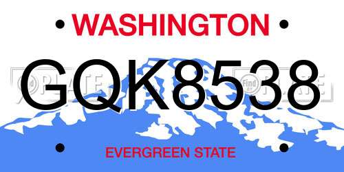 GQK8538 Washington License Plate