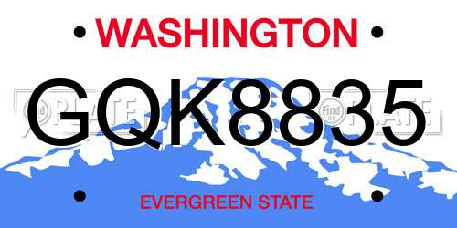 GQK8835 Washington License Plate
