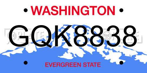 GQK8838 Washington License Plate