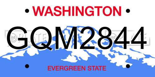 GQM2844 Washington License Plate