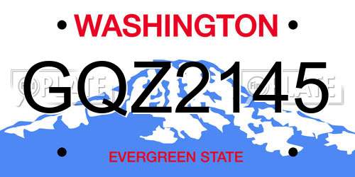 GQZ2145 Washington License Plate