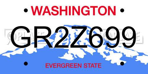 GR2Z699 Washington License Plate