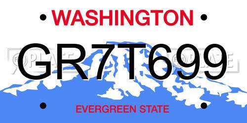 GR7T699 Washington License Plate