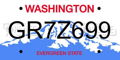 GR7Z699 Washington License Plate