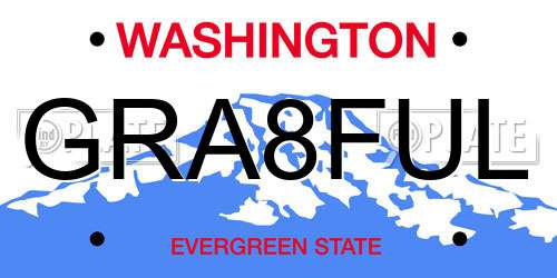 GRA8FUL Washington License Plate