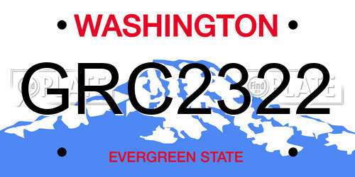 GRC2322 Washington License Plate