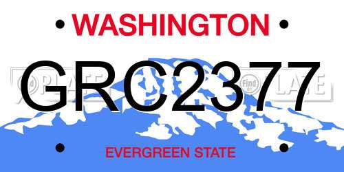 GRC2377 Washington License Plate