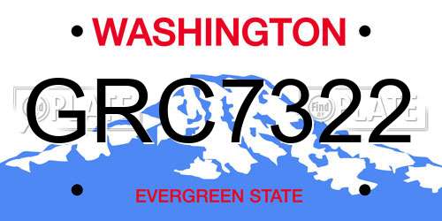 GRC7322 Washington License Plate