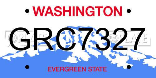 GRC7327 Washington License Plate