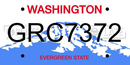 GRC7372 Washington License Plate