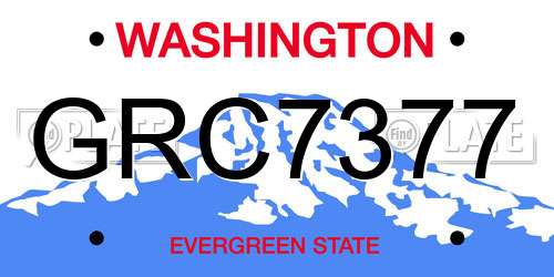 GRC7377 Washington License Plate