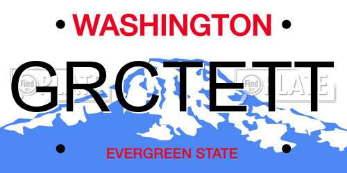 GRCTETT Washington License Plate