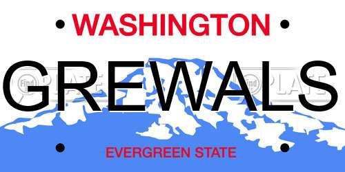 GREWALS Washington License Plate