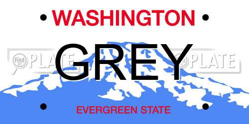 GREY Washington License Plate