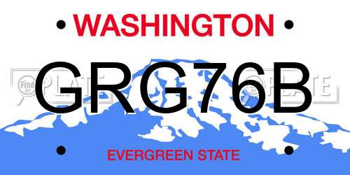 GRG76B Washington License Plate