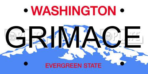 GRIMACE Washington License Plate