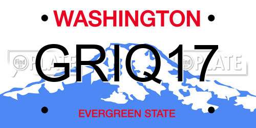 GRIQ17 Washington License Plate