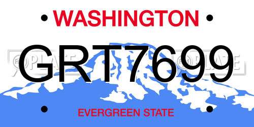 GRT7699 Washington License Plate