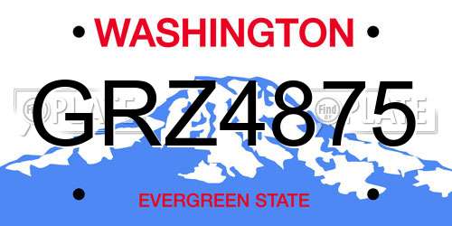 GRZ4875 Washington License Plate