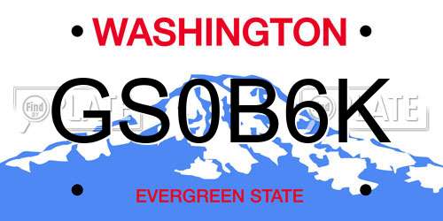 GS0B6K Washington License Plate