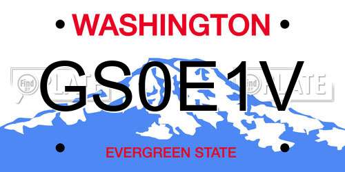 GS0E1V Washington License Plate
