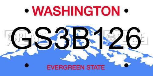 GS3B126 Washington License Plate