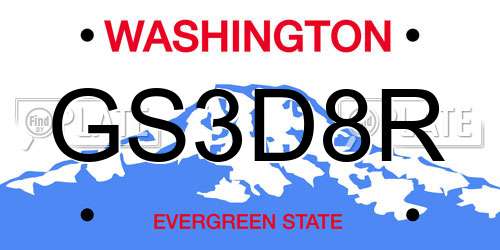 GS3D8R Washington License Plate