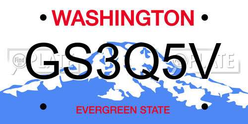 GS3Q5V Washington License Plate