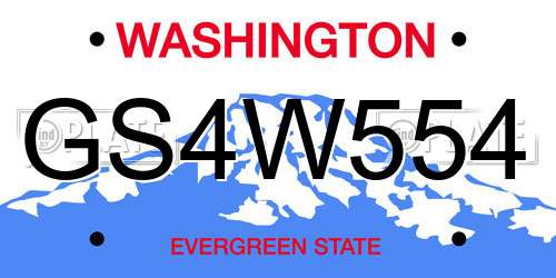 GS4W554 Washington License Plate