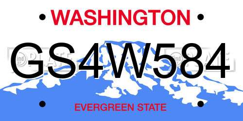 GS4W584 Washington License Plate