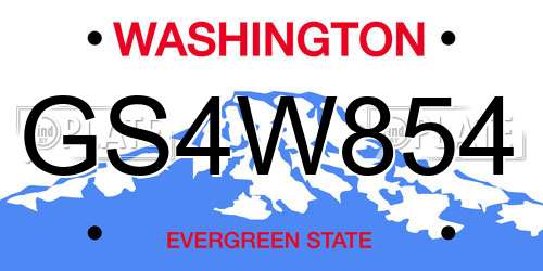 GS4W854 Washington License Plate