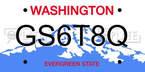 GS6T8Q Washington License Plate