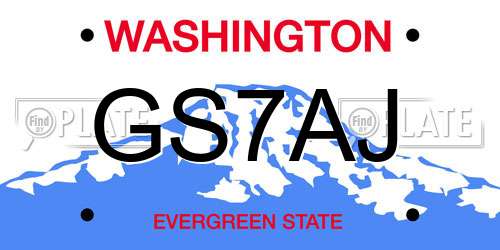 GS7AJ Washington License Plate