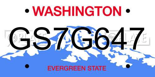 GS7G647 Washington License Plate