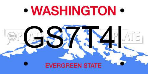 GS7T4I Washington License Plate